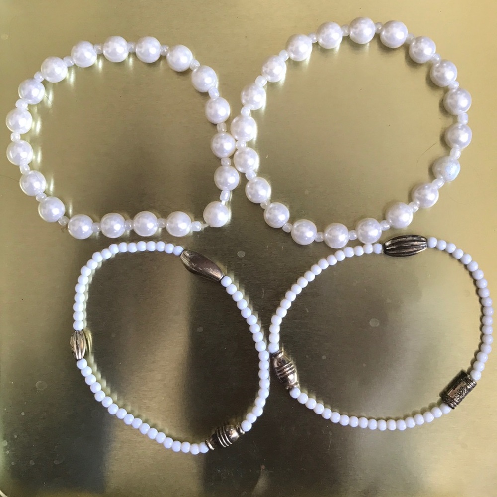 White beaded bracelets